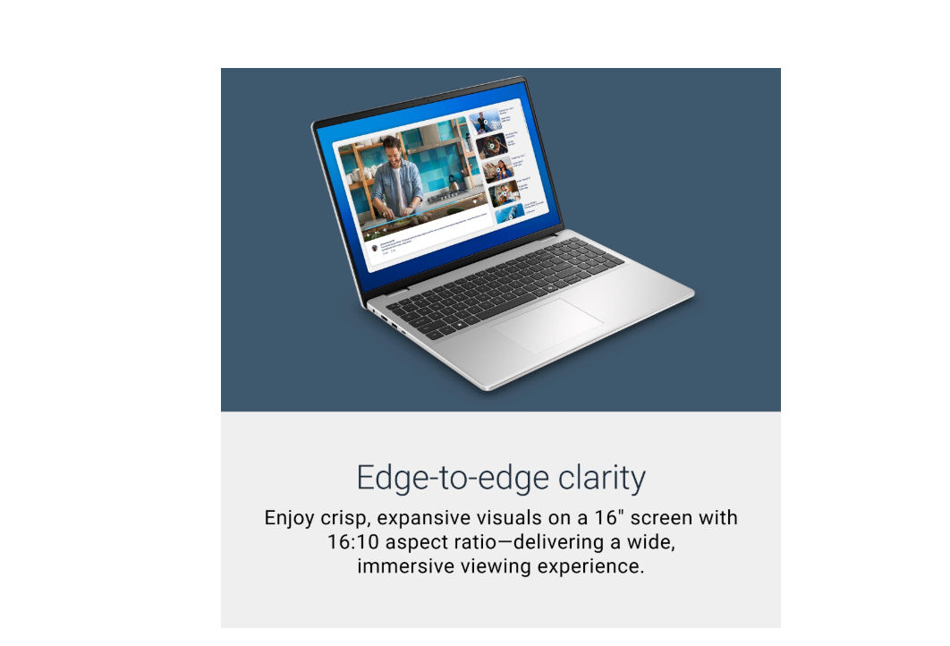 Dell 16” Laptop, Intel® Core™ 5, 8GB, 512GB, FHD+ Touch, Silver Metal, Backlit Keyboard