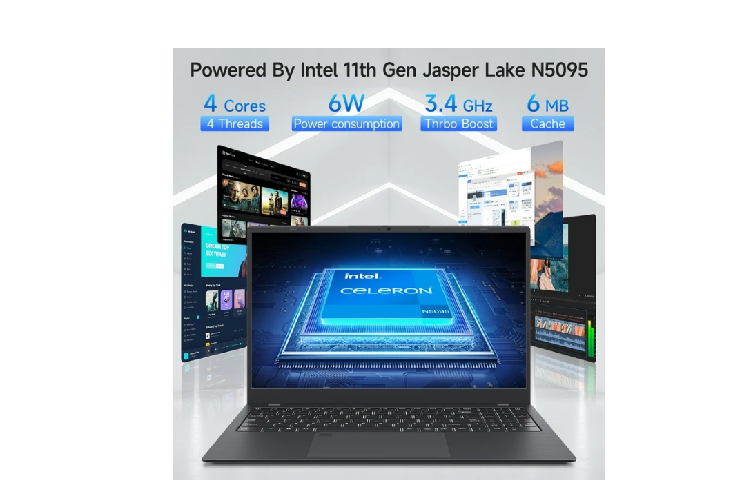 RNRUO 15.6" Windows 11 Pro Laptop, 16GB RAM 1TB SSD, Intel Celeron N5095 2.9GHz With Office 2024 Fingerprint Backlit Keyboard 1920*1080 IPS FHD Display for Student, Home Office, Business