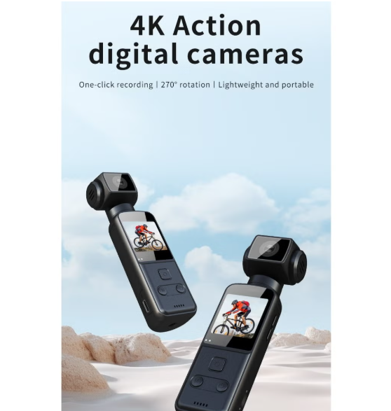 4K HD Sports Camera – Anti-Shake Pocket Camera for Outdoor Adventures, Hiking, Cycling – Handheld & Clip-On Action Camera – 270° Rotatable Lens – WiFi Video Transfer – Long Battery Life – Lightweight & Portable