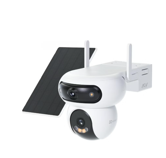 HB90+8W Solar Panel 4MP+4MP 360 Wireless Wifi Surveillance Camera on 10400mAh Motorized Dual Lens Battery, Always-on Mode, Person/Vehicle Detection, Auto Tracking