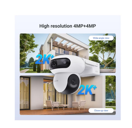 HB90+8W Solar Panel 4MP+4MP 360 Wireless Wifi Surveillance Camera on 10400mAh Motorized Dual Lens Battery, Always-on Mode, Person/Vehicle Detection, Auto Tracking