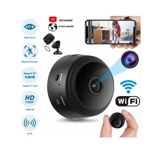 4-Pack WiFi Mini Magnetic A9 Wireless Security Cameras – Full HD 1080P Small Portable Round Indoor Cameras with Night Vision, Motion Detection & Instant Notifications – Compact Wireless Surveillance System for Home & Office Security