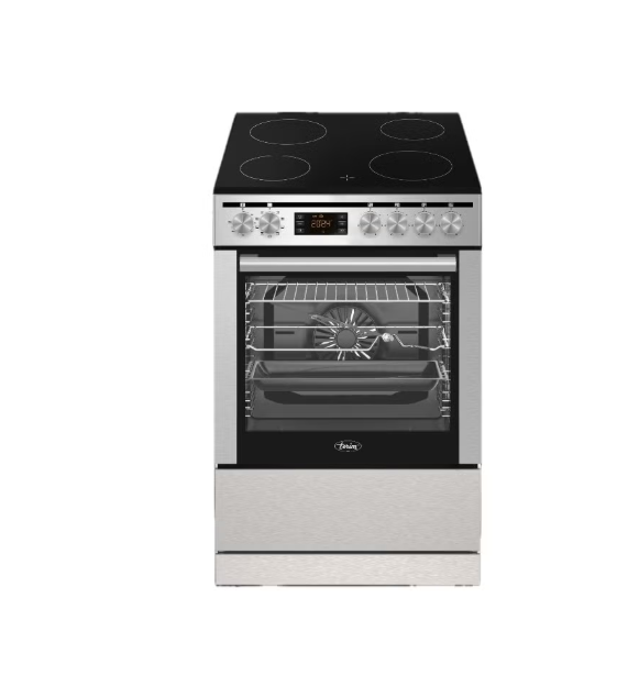 Terim 60x60 cm Ceramic Cooking Range TERHFC66ST, 80L Electric Oven, 9 Functions with Turbo Fan, Digital Timer, Catalytic Self-Cleaning, Stainless Steel Finish TERHFC66ST silver